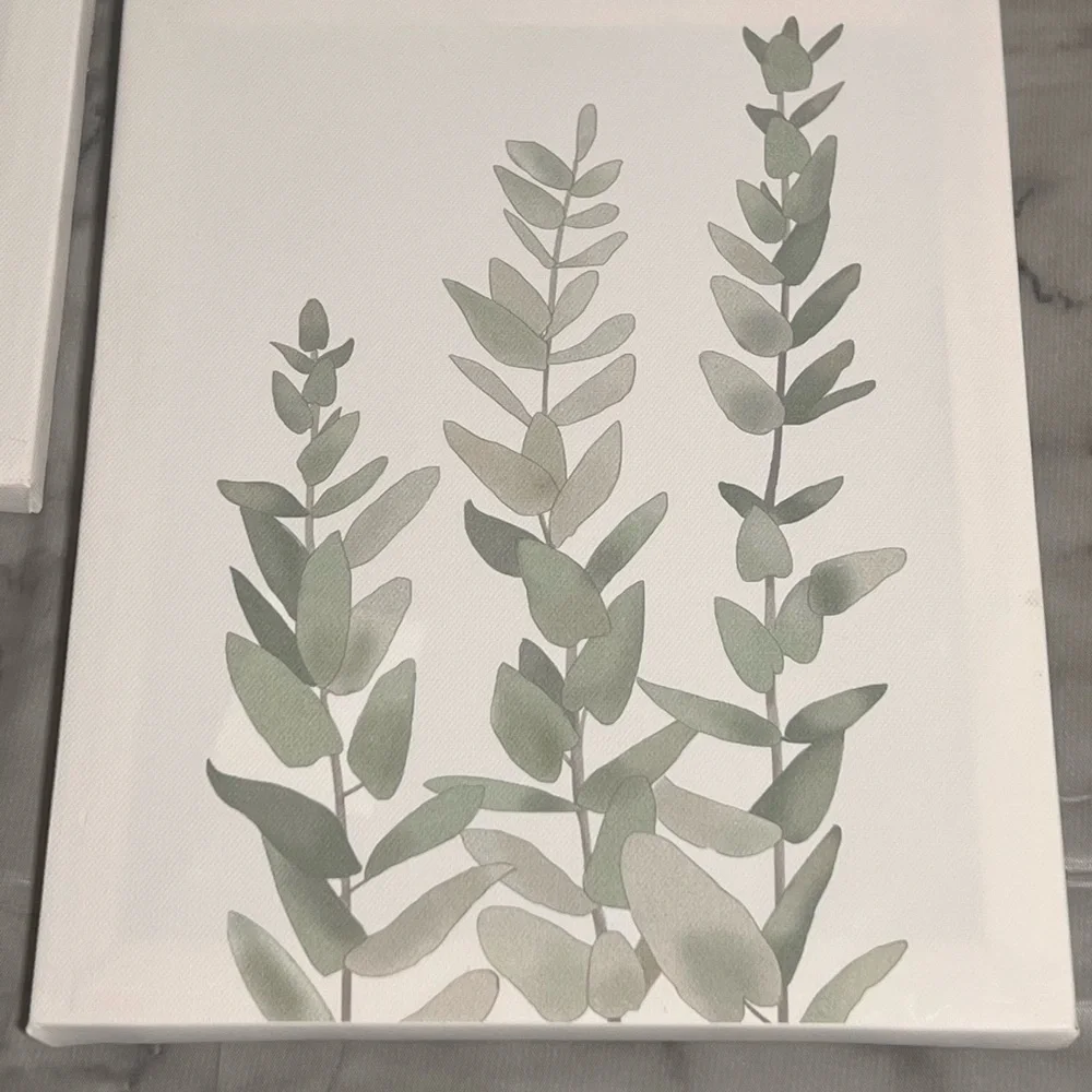 Set of 3 Botanical Art Green Farmhouse Eucalyptus Minimalist Approx 7.5”x10”